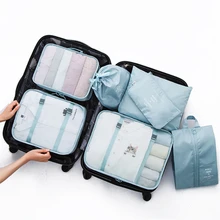7 PCS Travel Storage Bag Set For Clothes Tidy Organizer Wardrobe Luggage Suitcase Pouch Zip Bra Cosmetics Underwear Shoes Bag high quality waterproof travel bra underwear lingerie shoes travel bag box luggage suitcase pouch organizer handbag case