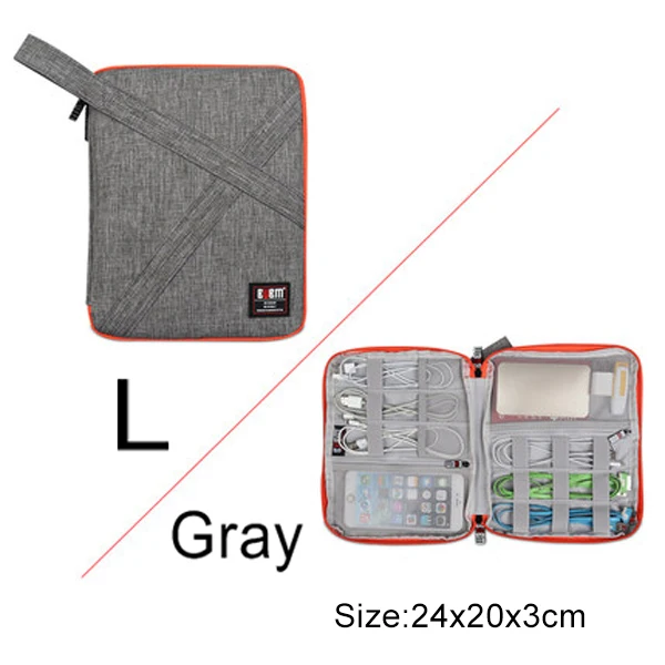 BUBM дорожная кабельная сумка органайзер для электроники, цифровая сумка для хранения для usb-кабеля, провод для наушников, ручка, внешний аккумулятор Дорожный комплект чехол - Цвет: DIP-L Gray
