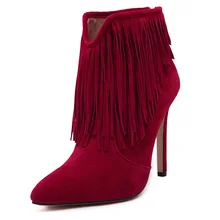 2016 frauen Mode Quaste Thin High Heel Stiefeletten Designer Schuhe Frau Winter Zapatos Mujer