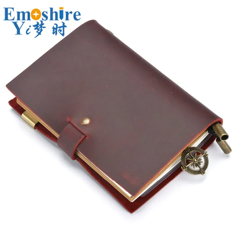Emoshire New travel notebook retro insert terms leather notebook manual loose-leaf book crazy horse leather diary (7)