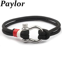 Paylor нержавеющая сталь винт якорь скобы черный кожаный браслет для серфинга морской матросский для мужчин браслет модные украшения