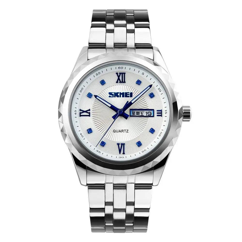 

Fashion Waterproof Steel Band Date Display Business Men Quartz Wrist Watch Gift