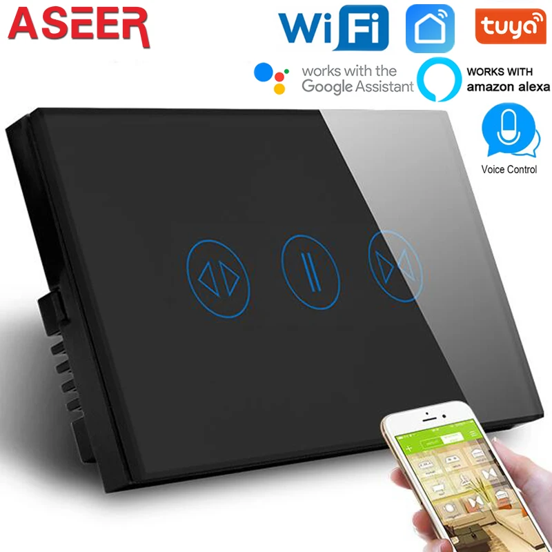 ASEER US Smart WIFI Curtain Switch 2.4GHz smart home system Roller Shutter Alexa & Google Assistant Voice Control | Обустройство