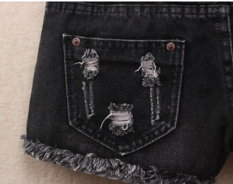 Новые женские череп печати лето весна осень джинсовые шорты черный большой размер промывают женские рваные джинсы короткие без пояса J2739