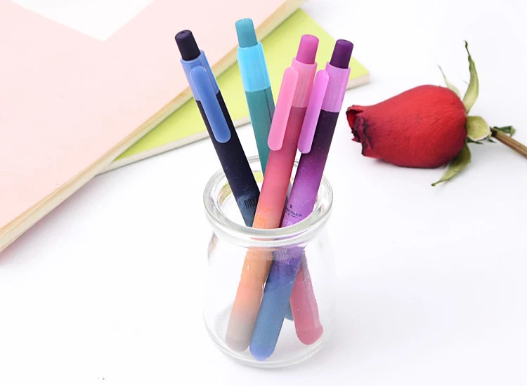 6 pcs/lot Beautiful Starry Sky Gel Pens Creative Star Dream Explore Black Ink Pens Student Writing Stationery Gift School Office