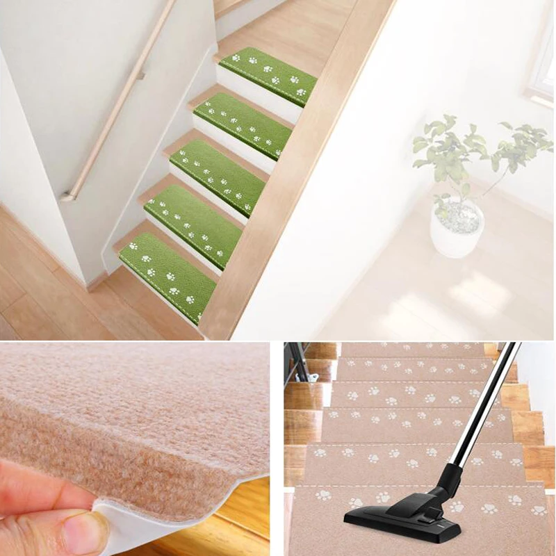 1pc Stair Mat Footprint Luminous Visual Carpet Stair Treads Pad Self-Adhesive Staircase Mats Non-slip Step Rugs 55*22 cm