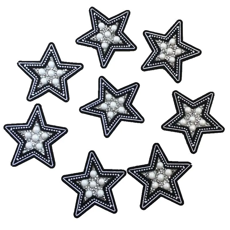 10PCs Star Patch Applique Embroidery Clothes Badges Patches Iron on T-shirt Hat DIY Decoration Rhinestones Badge for Coat Jacket | Дом и сад
