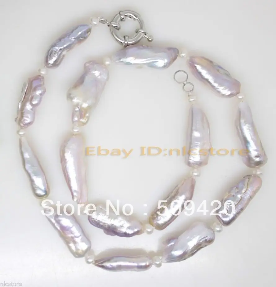 

~~ Free Shipping20mm-26mm natural luster keshi reborn pearl gem necklace 17" fashion jewelry