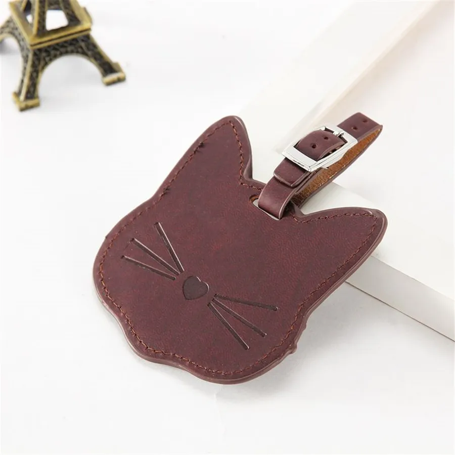 Zoukane прекрасный кот кожаная бирка для чемодана этикетка сумка Подвеска Сумочка Аксессуары для путешествий имя ID адрес метки LT12