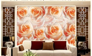 

window mural wallpaper Simple modern pink rose modern living room wallpapers wallpaper 3d flower Home Decoration