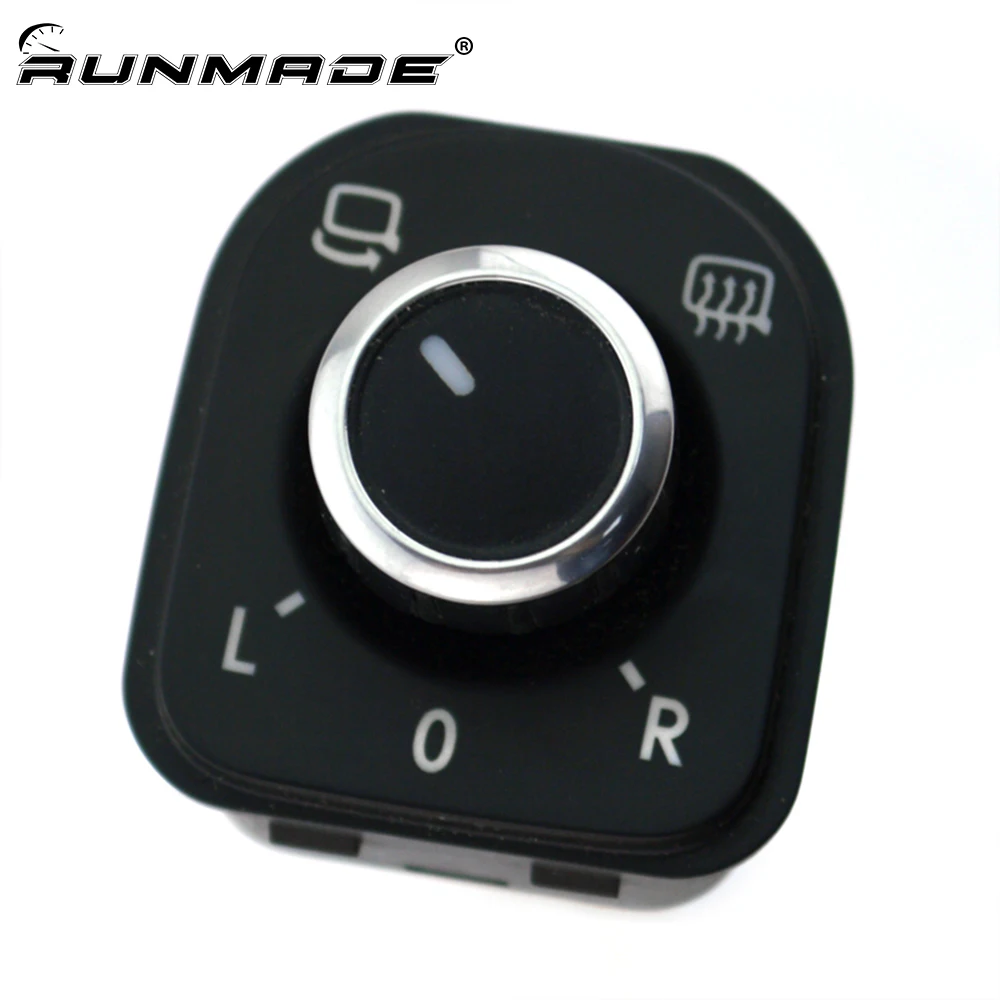 

runmade Black Chrome Mirror Adjust Knob Switch 5ND959565A 5K0959565 For VW Jetta Golf MK5 Passat B6/ 3C Rabbit Tiguan