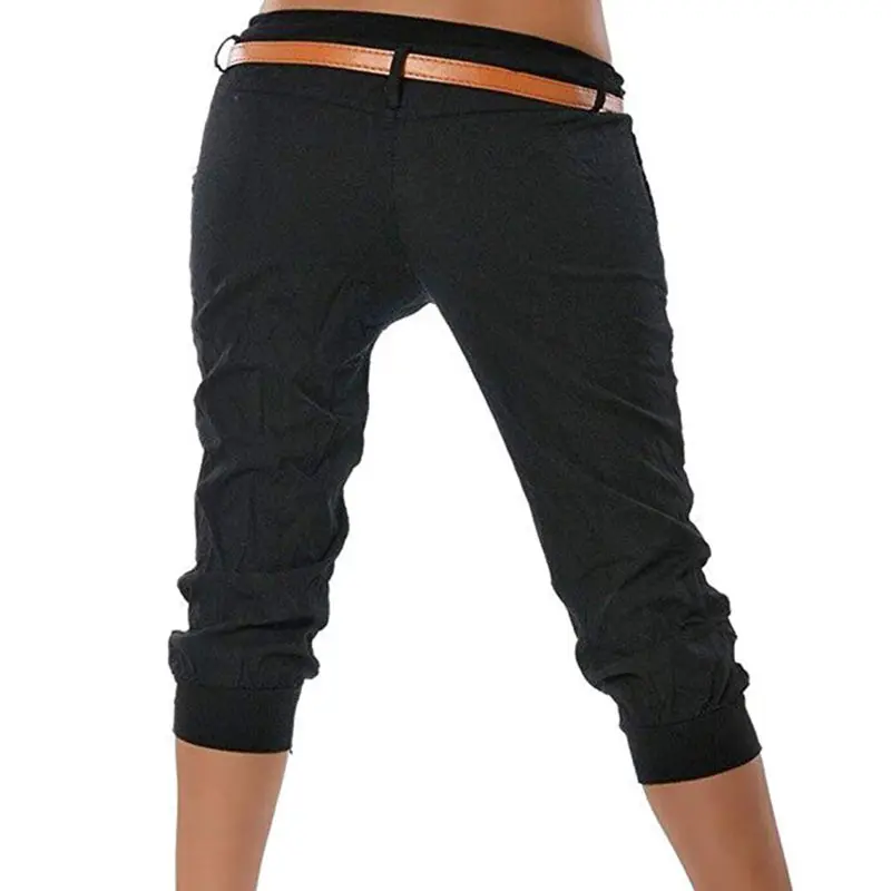 Capri Pants Women Fashion Streetwear Casual Solid 34 Harem Pants Low Waist Slim Black Pencil Pants Clothes Plus Size S-5Xl (10)