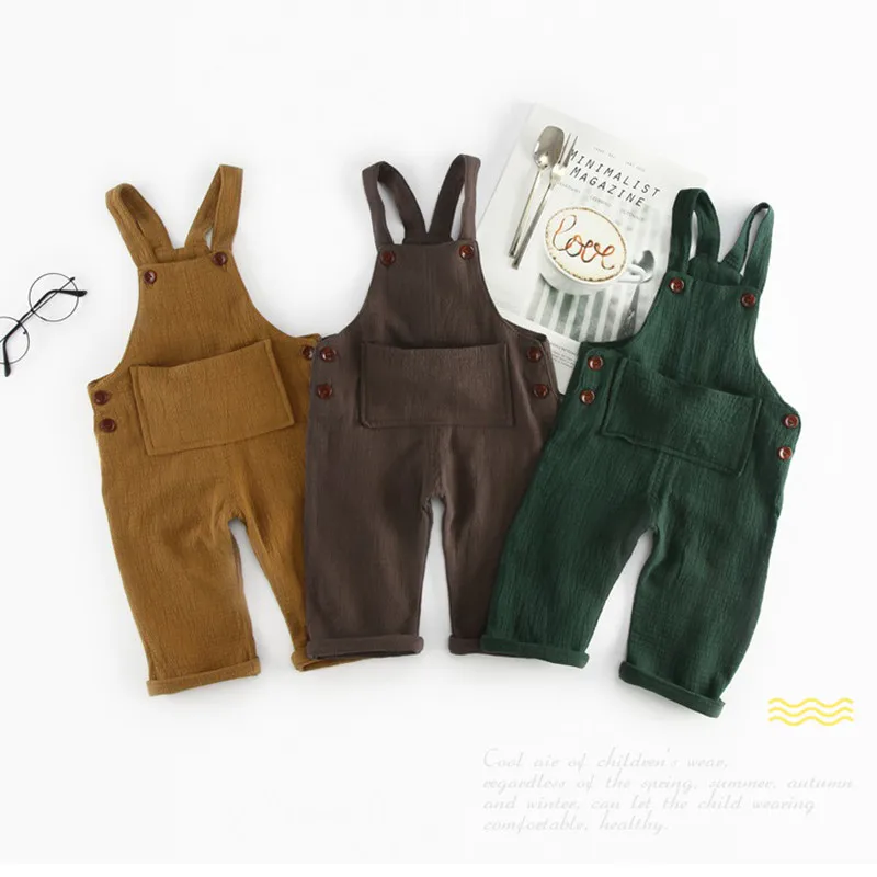 

2018 New Summer Toddler Overalls Baby Boys Suspender Pants Solid Baby Boy Overalls Girls Cute Overalls Pants For Kids Clothes