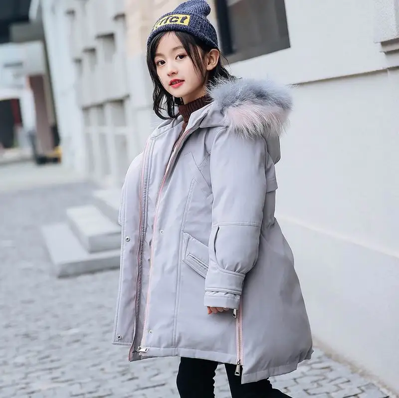 2018 Winter Girls Down Coat Fur Collar Warm Clothing Kids Long Down Jacket For Girls 4-14Years Children's Thick Parkas Coats 2018 Winter Girls Down Coat Fur Collar Warm Clothing Kids Long Down Jacket For Girls 4-14Years Children's Thick Parkas Coats