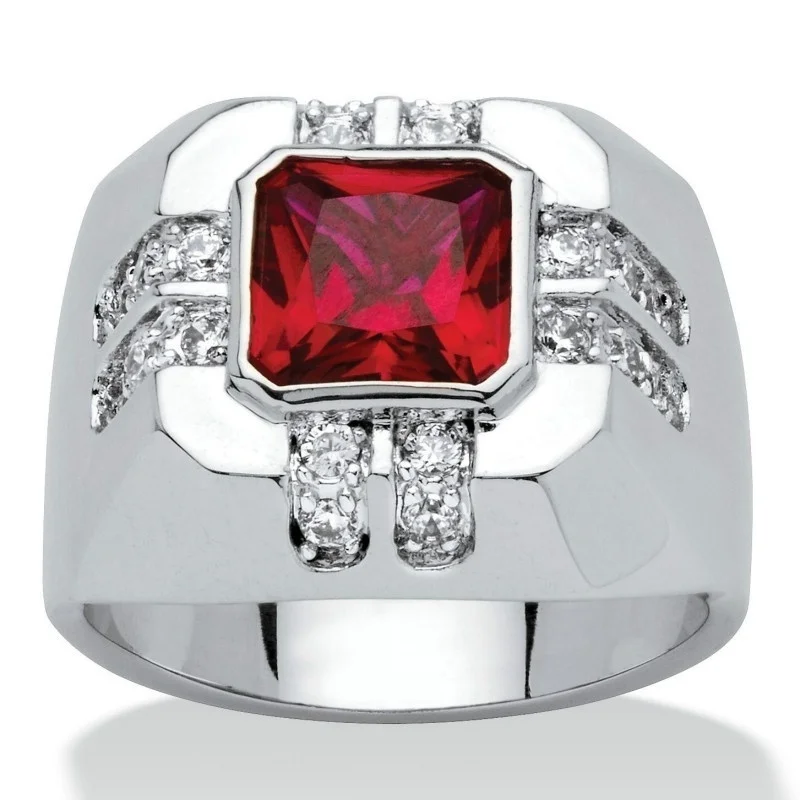 

Fashion Men's 10KT Red/Zircon stone White Gold Filled weeding&party Ring