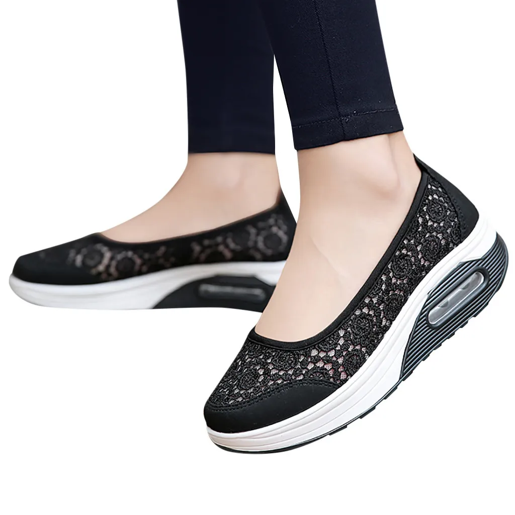 Летняя женская обувь на плоской платформе; женские дышащие повседневные кроссовки; обувь без шнуровки; обувь на платформе для любителей ходьбы для женщин;# N3