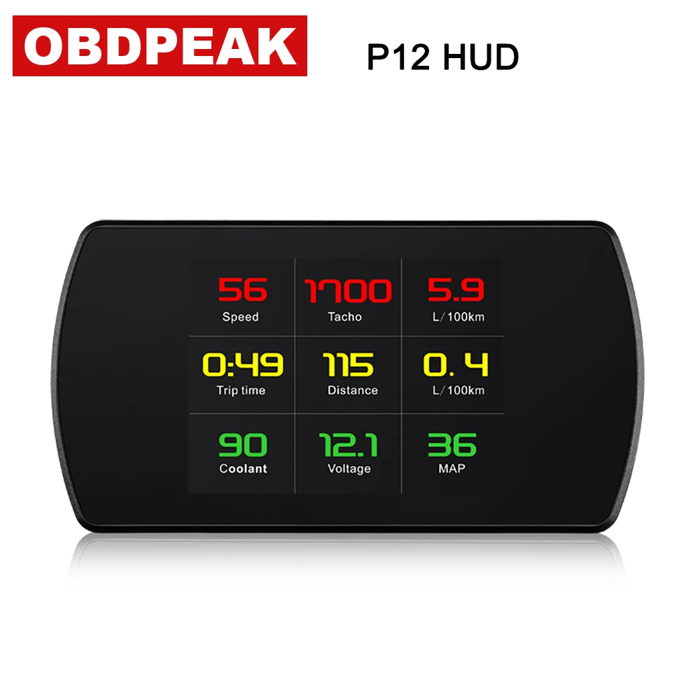

P12 Car HUD 5.8 TFT OBD Hud Head Up Display Digital Car Speed Projector On-Board Computer OBD2 Speedometer Windshield Projetor