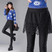 NEW Winter Thickening Women’s Skirt Pants with Lace Skirt Ladies Mini Skirt Leggings Casual Style Female Pencil Cotton Pants