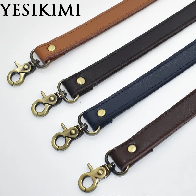 YESIKIMI DIY Genuine Leather Vintage Short Bag Strap 2*58CM Replacement Bag Accessories Bronze