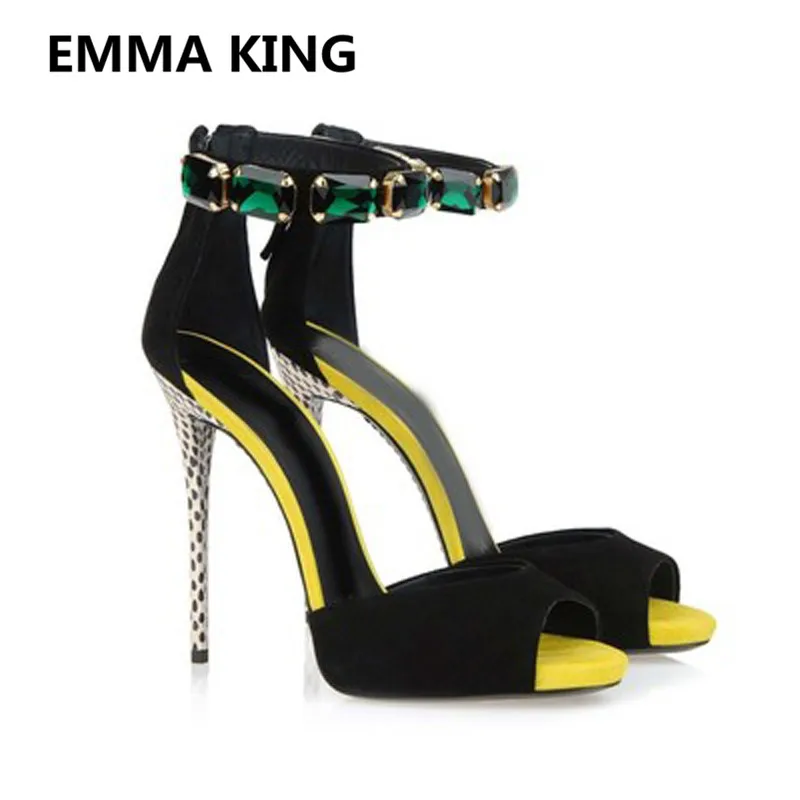 

New Design Leopard Heel Sexy Women Gladiator Sandals Open Toe Back Zipper High Heels Ladies Crystal Shoes Woman Roman Sandals