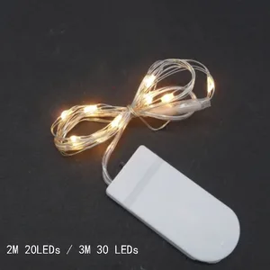 Светодио дный 2 м 20 светодио дный м/светодио дный 3 м 30 LED на батарейках светодиодные серебристые провода гирлянды Xmas гирлянвечерние да Вечеринка свадебное украшение Рождественские сказочные огни - изображение