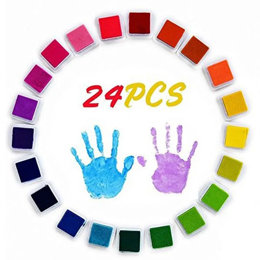 20Colors DIY Scrapbooking Vintage Crafts Ink Pad Colorful Rubber Stamps Finger Painting Inkpad Non-Toxic Baby Safe