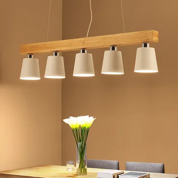 

Oak Wood White Chandelier Ceiling Lamp Fixture Modern Nordic Japanese Hanging Light Lustre Avize Home Bedroom Living Room Salon