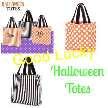 

100pcs/lot new arrival 4 colors halloween totes good quality monogram personalize kids candy gift bag halloween tote basket