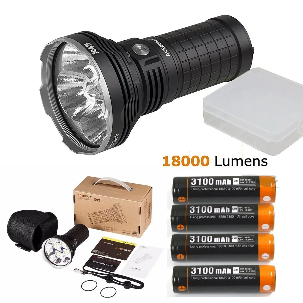 Acebeam X45 II max 18000 люмен Высокая фонарик 4 * CREE XHP70.2 светодиоды луч расстоянии 660 м с 4*18650