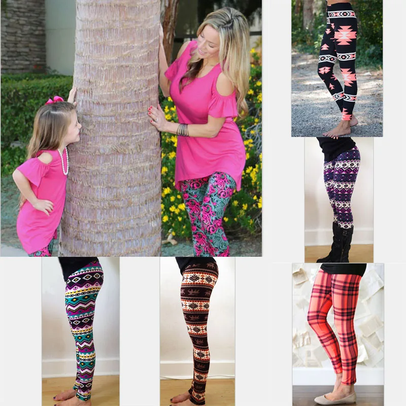 Mother and daughter clothes Mom daughter Halloween Matching pants Print Capris Family Matching Outfit 2017Fashion Girl LeggingsY