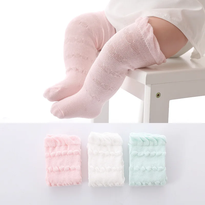 YWHUANSEN 3 Pairs/lot Summer Mesh Thin Baby Girls Boys Knee High Socks Toddler Infant Newborn Cotton Tube Ruffled Leg Warmer - Цвет: 8