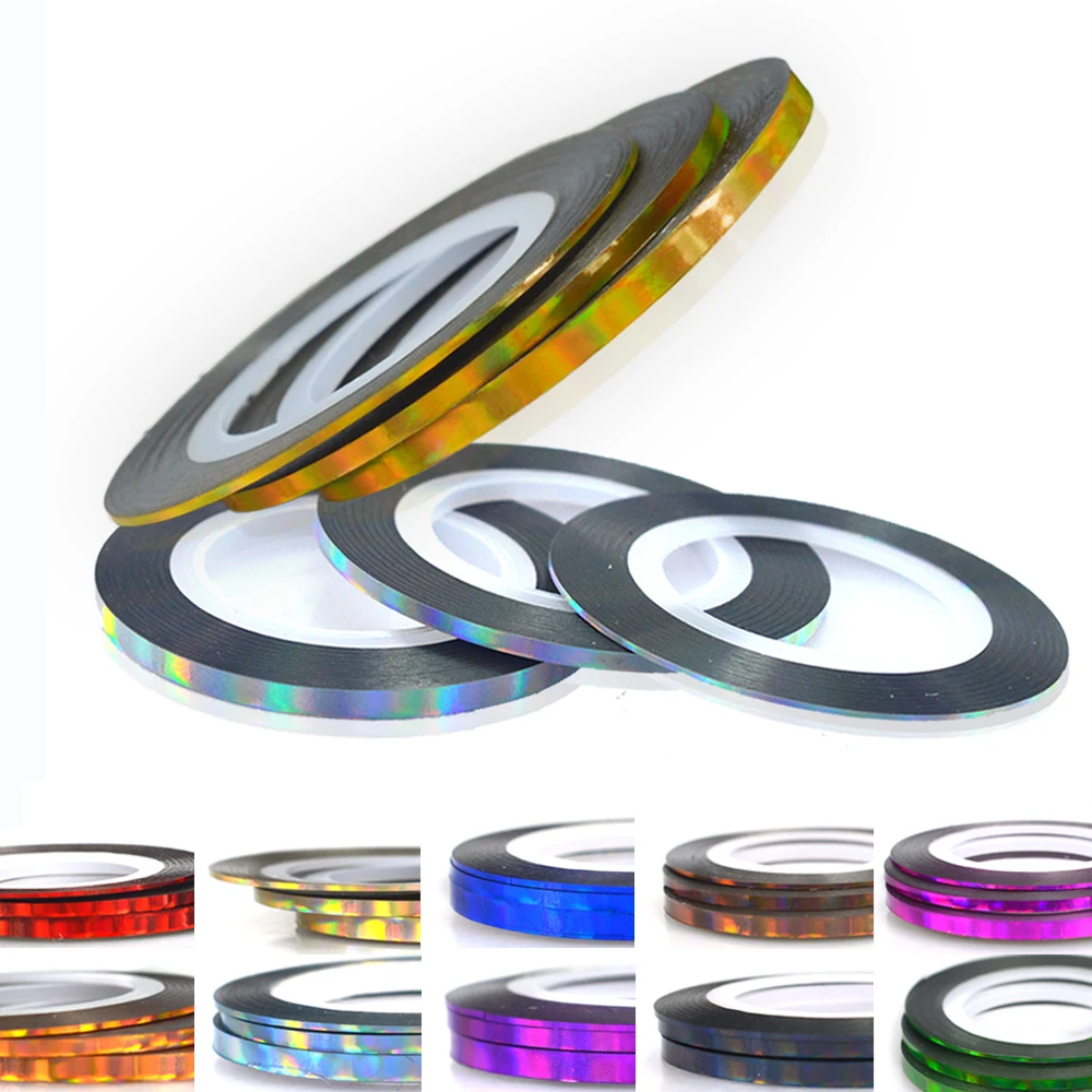 

3 Rolls Rainbow Nail Striping Tape Line Nail Stickers Decals Nail Art Decor DIY Self Adhesive Manicure Nail Accessories LA226