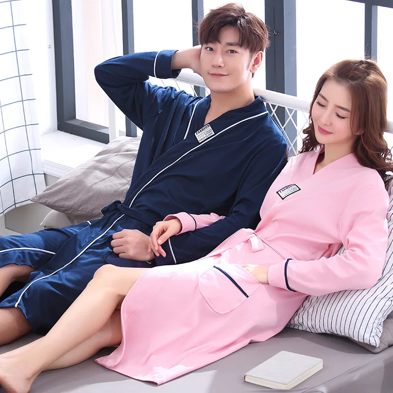 Cotton bathrobes Men Dressing gowns Cotton Robes For Women Nightwear Female Winter Homewear Sleepwear Nighties