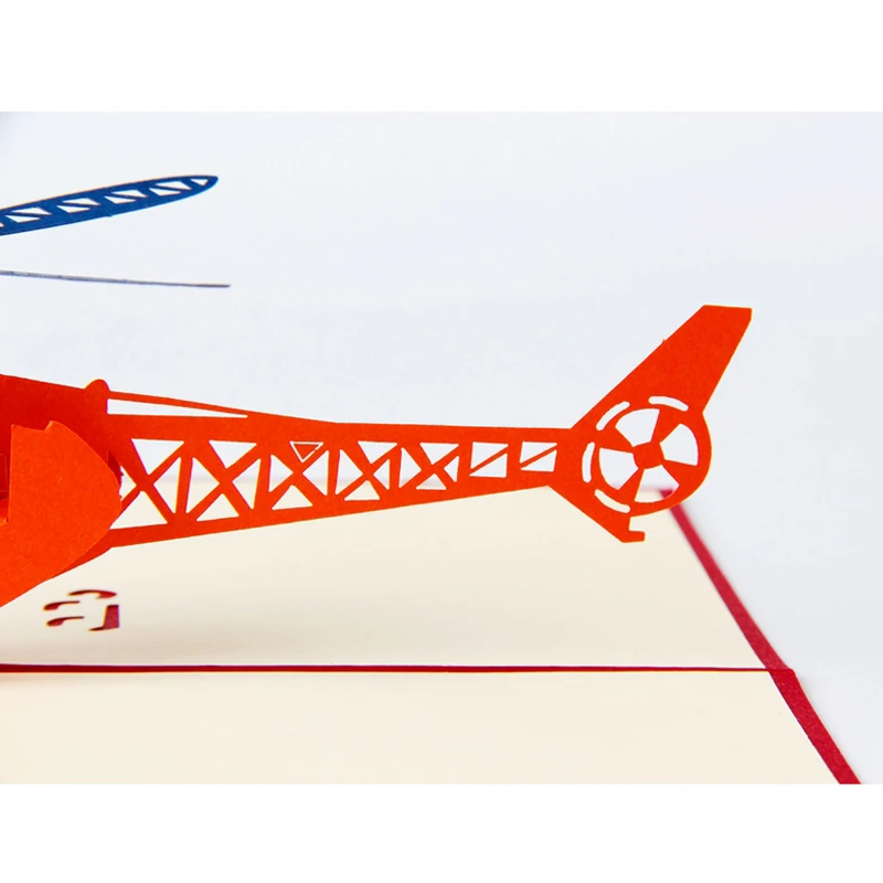1pcs Helicopter 3D Paper Laser Cut Pop Up Anime Vintage Birthday Greeting Cards Gifts Wishes Postcards Crafts with Envelope Gift (5)