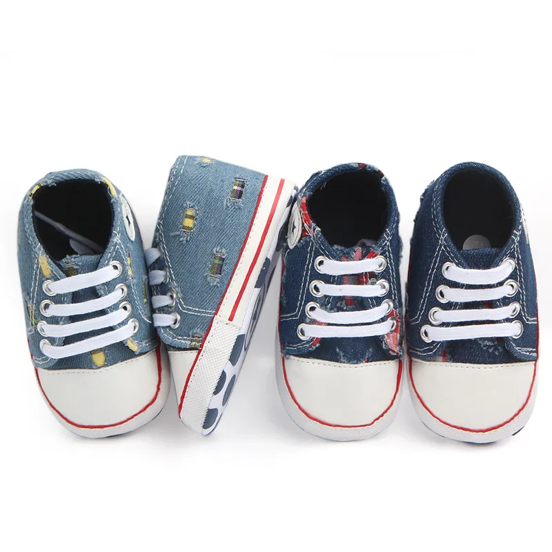 Детская обувь; джинсы для мальчиков и девочек; хлопковая Тканевая обувь для младенцев; мягкая подошва для детей 0-1 лет