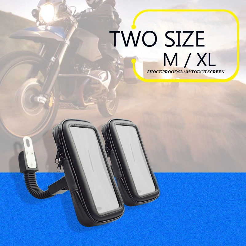 Fimilef Motorcyle Car Rearview Mirror Mount Bag Phone Holder Phone GPS Waterproof Case Phone Bag Stand Waterproof Touch Screen (17)