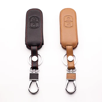 

Car Style Leather Cover Case Key Chain For Mazda 3 2 Mazda 6 CX-7 CX-9 RX8 CX7 CX5 CX-5 Axela 2014 2015 car keys accessories