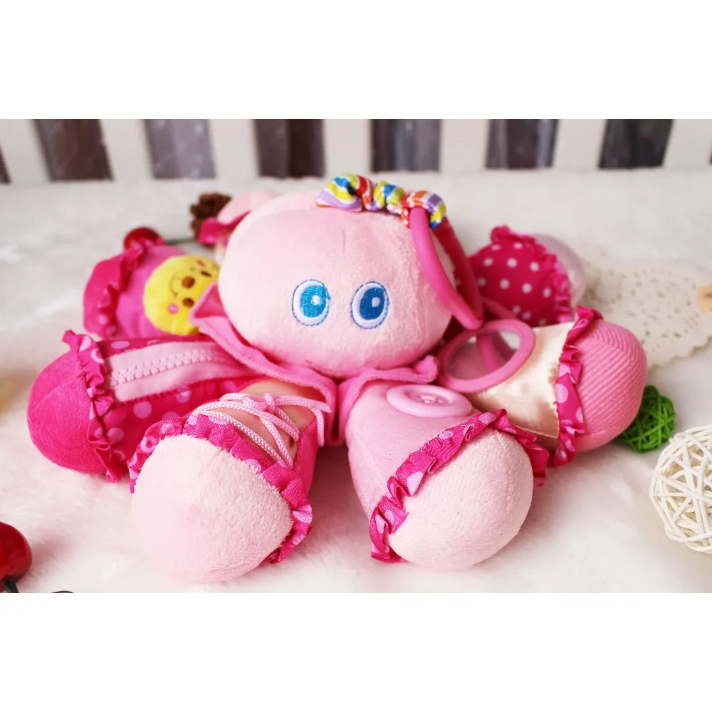 Pink octopods bruin baby safety mirror response paper toy bed hanging