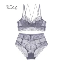 Varsbaby, женское сексуальное нижнее белье на косточках с y-образной подкладкой, цветочное кружевное нижнее белье без подкладки, комплект из бюстгальтера и трусиков с красивой спинкой 3/4