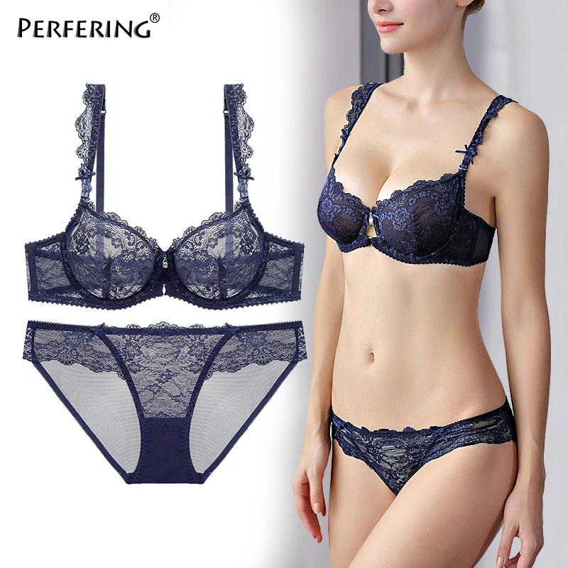 

Transparent Bra Sets Lingerie Femme UltraThin Brassiere Lace Underwire Push Up Bra Sexy Spongeless Big Size Bras For Women