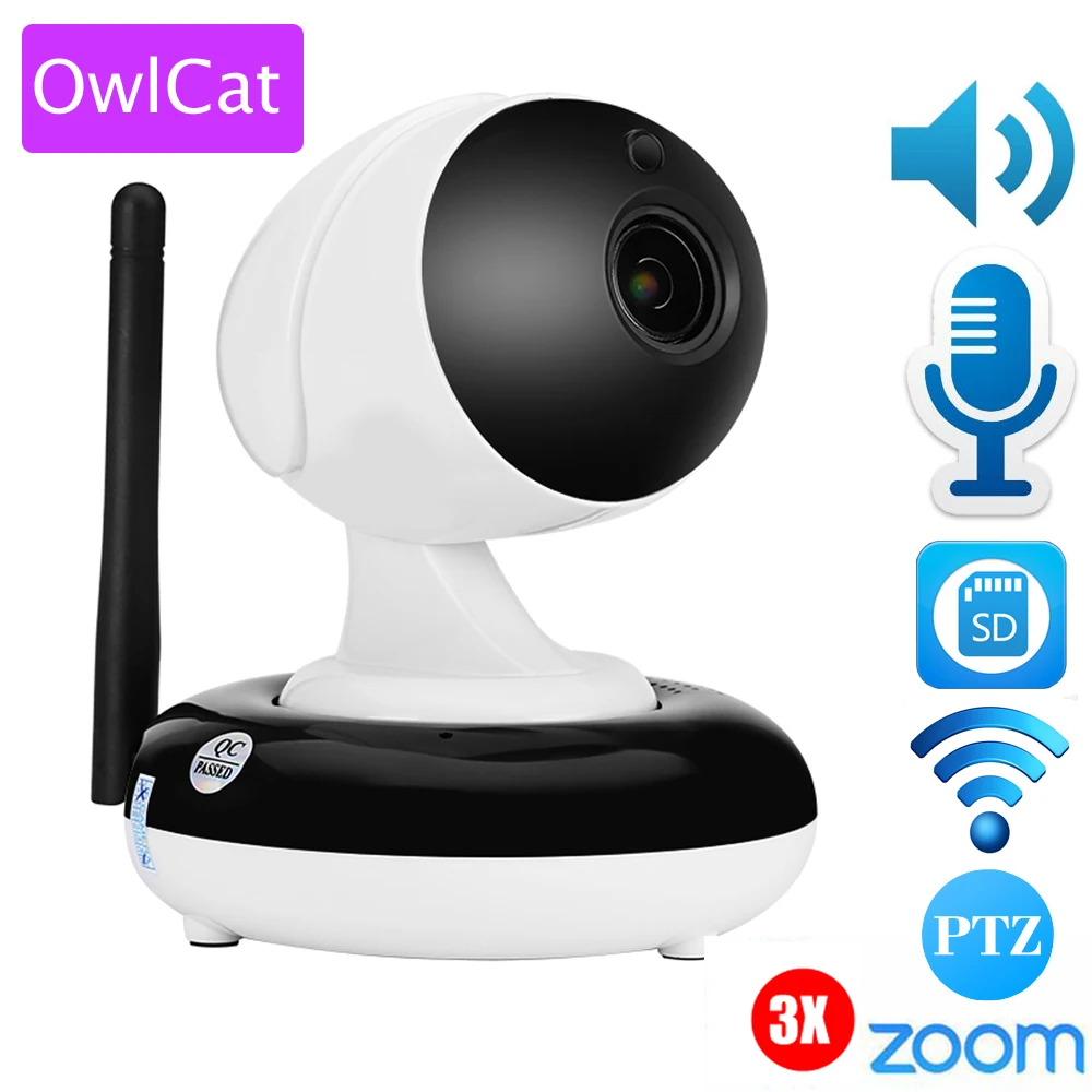 

Owlcat Home Dome PTZ IP Camera HD 960P 3X Auto Zoom 2.8-8mm Varifocal 1.3mp SD Card PTZ IR Onvif cctv Baby Monitor