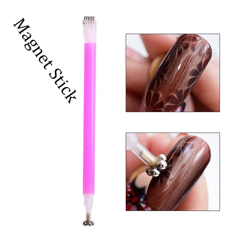 1Pc Double ended Cat Eye Magnet Pen Magical Stick Flower Stripe Grid For Magnetic UV Gel Manicure Beauty DIY Nail Art Tools