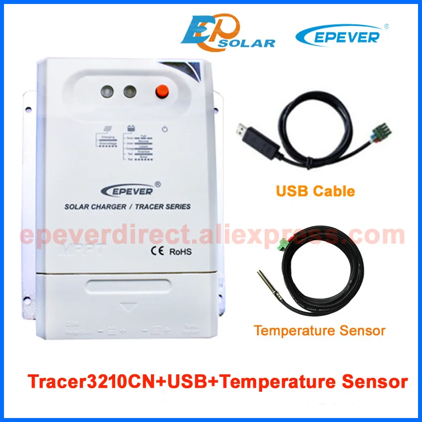 

Controller Max PV input 100V EPEVER Solar panels controller 30A 30amps CN USB cable with temperature sensor Tracer3210CN