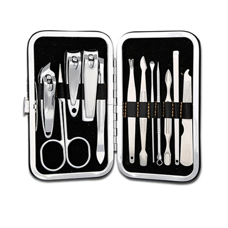 

12 PCS/set Dropship Nail Art Manicure Tools Set Nails Clipper Scissors Tweezer Knife Manicure Cleaner Cuticle Grooming Sets