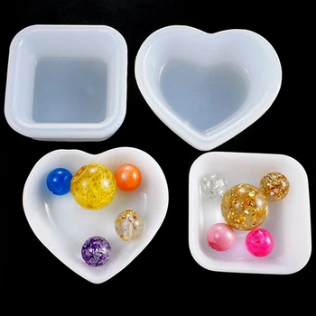 

2Pc Heart Square Plate Bowl Jewelry Mold Silicone Handcrafted Jewelry Tools Accessories
