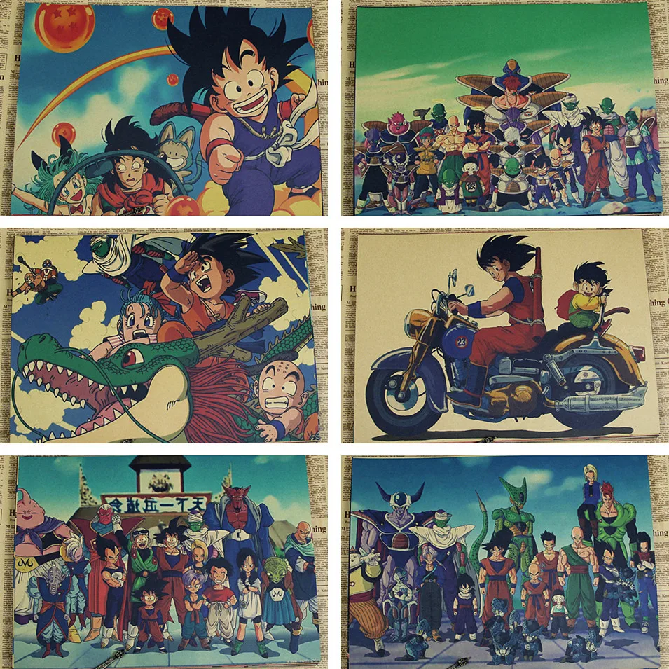 

Dragon Ball Poster Son Goku nostalgic retro old cartoon kraft paper bar decorated painting/srickers