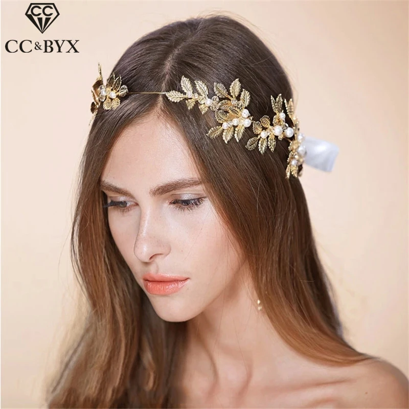 

CC Jewelry Hairbands Hair Bands For Girl Tiara Wedding Hair Accessories For Women Gold-Color Hairwear Brides Party Female 0502