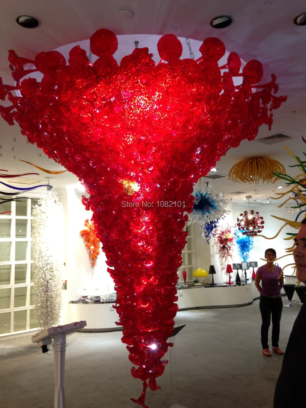 Бесплатная доставка AC LED Большой Вилла-Декор освещения выдувного муранского стекла цветок Хрустальная люстра