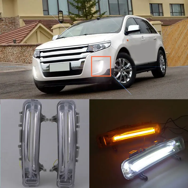 Best Price 2*LED Daytime Running light DRL white Turn yellow Signal For Ford Edge 2011-2014