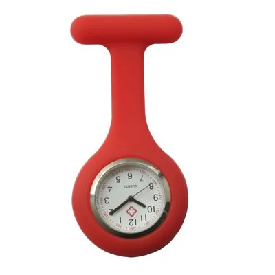 Новые медсестры часы доктор портативный карманный брелок броши для часов Силиконовые Туника батареи медицинские медсестры кварцевые часы с зажимом - Цвет: red